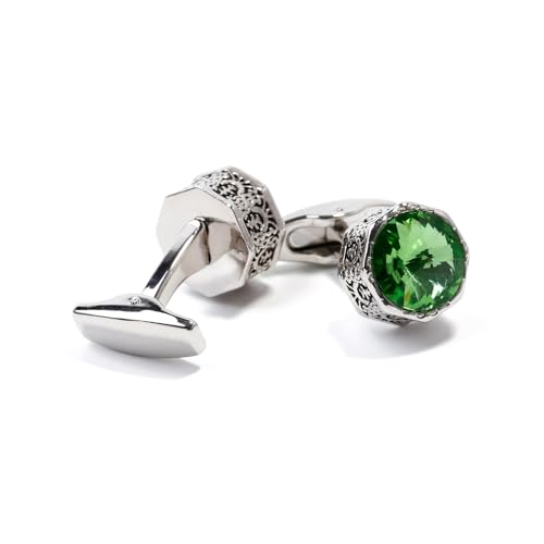 ​​Manschettenknöpfe mit blau-grünem Kristall für Herren, Sechseck-Design, formelles Anzughemd-Accessoire​​,Grün,Einheitsgröße von Puasny