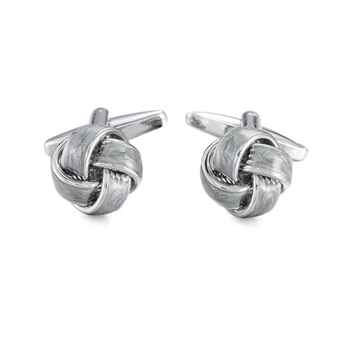 ​​Manschettenknöpfe mit gedrehtem Knoten für Herren, gold- und silberfarben, klassisches französisches Hemddesign​​,Blau Weiß Verzinkt,Einheitsgröße von Puasny