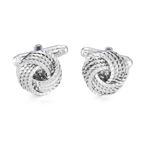 ​​Manschettenknöpfe mit gedrehtem Knoten für Herren, gold- und silberfarben, klassisches französisches Hemddesign​​,Versilbert,Einheitsgröße von Puasny