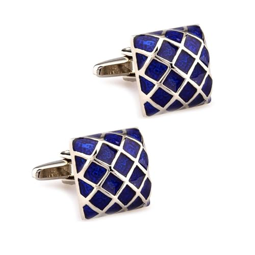 ​​Rechteckige Emaille-Manschettenknöpfe für Herren, 3-farbiges geometrisches Design, formelles Businesshemd-Set​​,Farbe 2,Einheitsgröße von Puasny