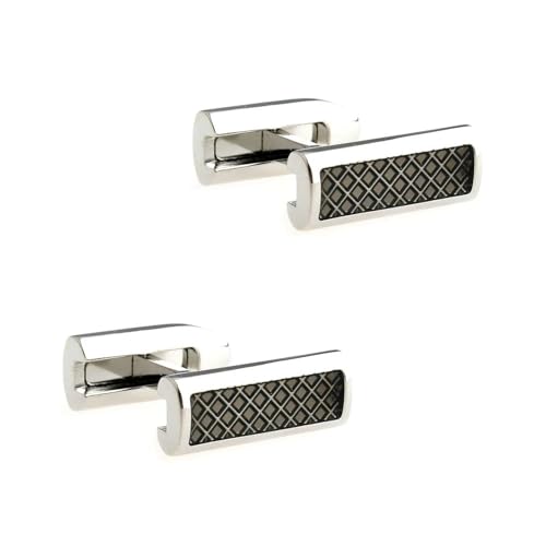 ​​Rechteckige Emaille-Manschettenknöpfe für Herren, 3-farbiges geometrisches Design, formelles Businesshemd-Set​​,Farbe 3,Einheitsgröße von Puasny