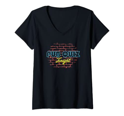 Damen Pub-Quiz heute Abend | Pub-Quizspiele | Quizabend T-Shirt mit V-Ausschnitt von Pub Quiz Tonight Pub Quiz Games Trivia Night Gift