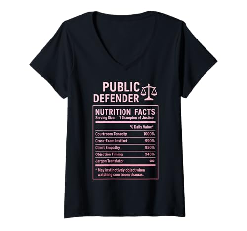 Damen Fakten zum öffentlichen Verteidiger T-Shirt mit V-Ausschnitt von Public Defender Gifts Apparel & Tees