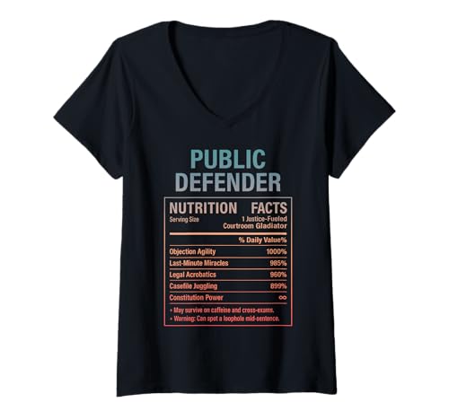 Damen Lustiger öffentlicher Verteidiger T-Shirt mit V-Ausschnitt von Public Defender Humour Gifts & Tees