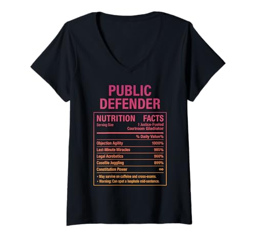 Damen Lustiger öffentlicher Verteidiger T-Shirt mit V-Ausschnitt von Public Defender Humour Gifts & Tees