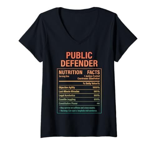 Damen Lustiger öffentlicher Verteidiger T-Shirt mit V-Ausschnitt von Public Defender Humour Gifts & Tees
