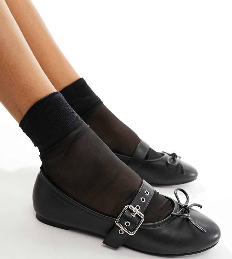 Public Desire Wide Fit - Madelyn - Ballerinas in Schwarz, weite Passform von Public Desire Wide Fit