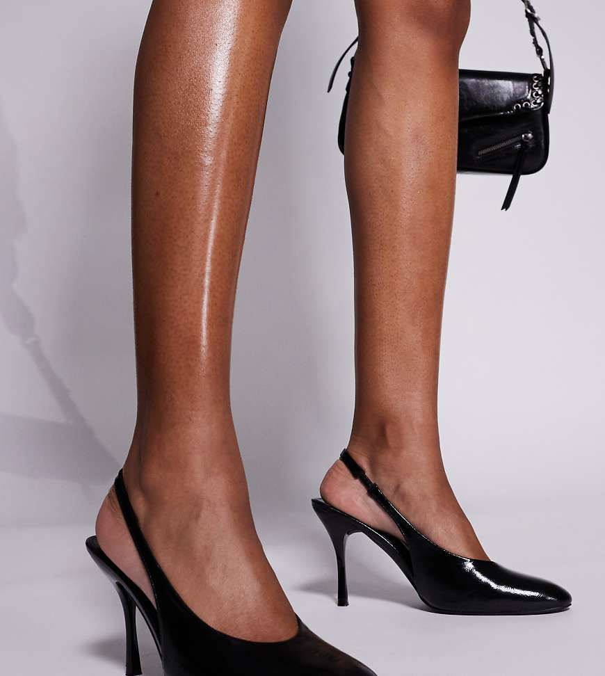 Public Desire Wide Fit - Tilapia - Slingback-Absatzschuhe in Schwarz mit hohem Schuhblatt, weite Passform von Public Desire Wide Fit