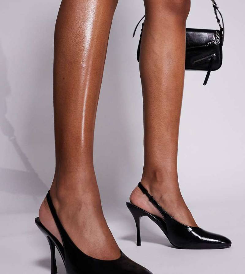 Public Desire Wide Fit - Tilapia - Slingback-Absatzschuhe in Schwarz mit hohem Schuhblatt, weite Passform von Public Desire Wide Fit