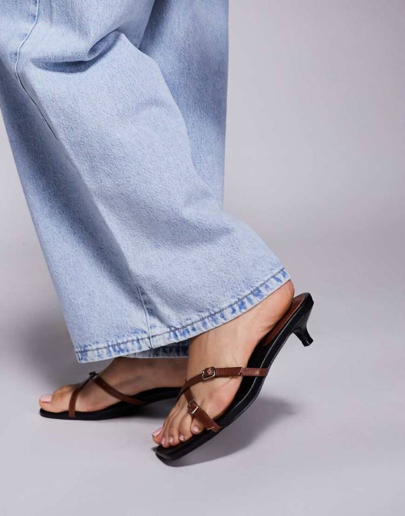 Public - Cindita - Slipper-Sandalen in Schwarz und Braun mit Pfennigabsatz von Public Desire