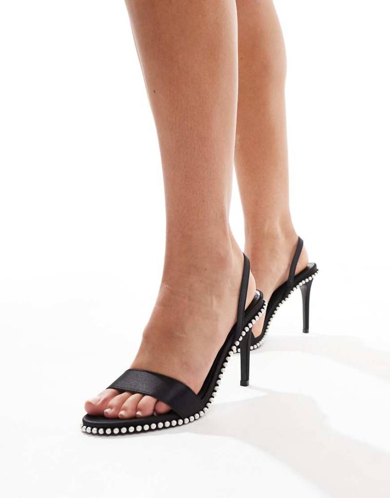 Public Desire - Arianna - Slingback-Sandalen in Schwarz mit mittelhohem Absatz und Perlendetail von Public Desire