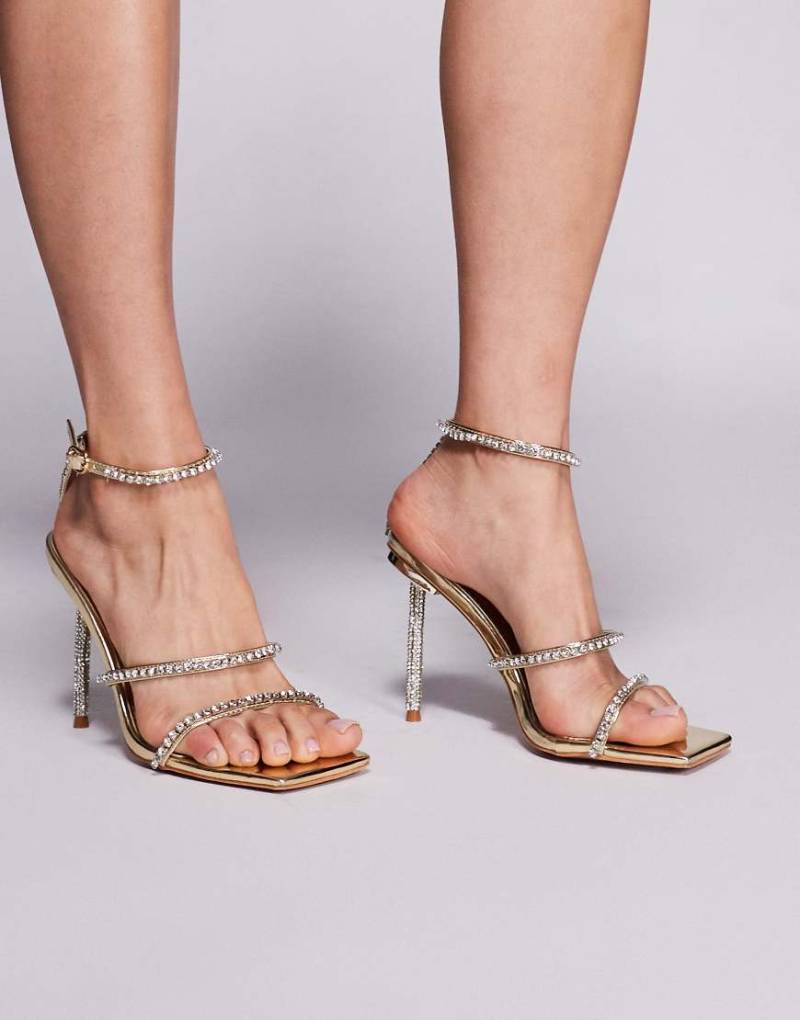 Public Desire - Decadence - Verzierte Sandaletten in Gold mit Absatz-Goldfarben von Public Desire