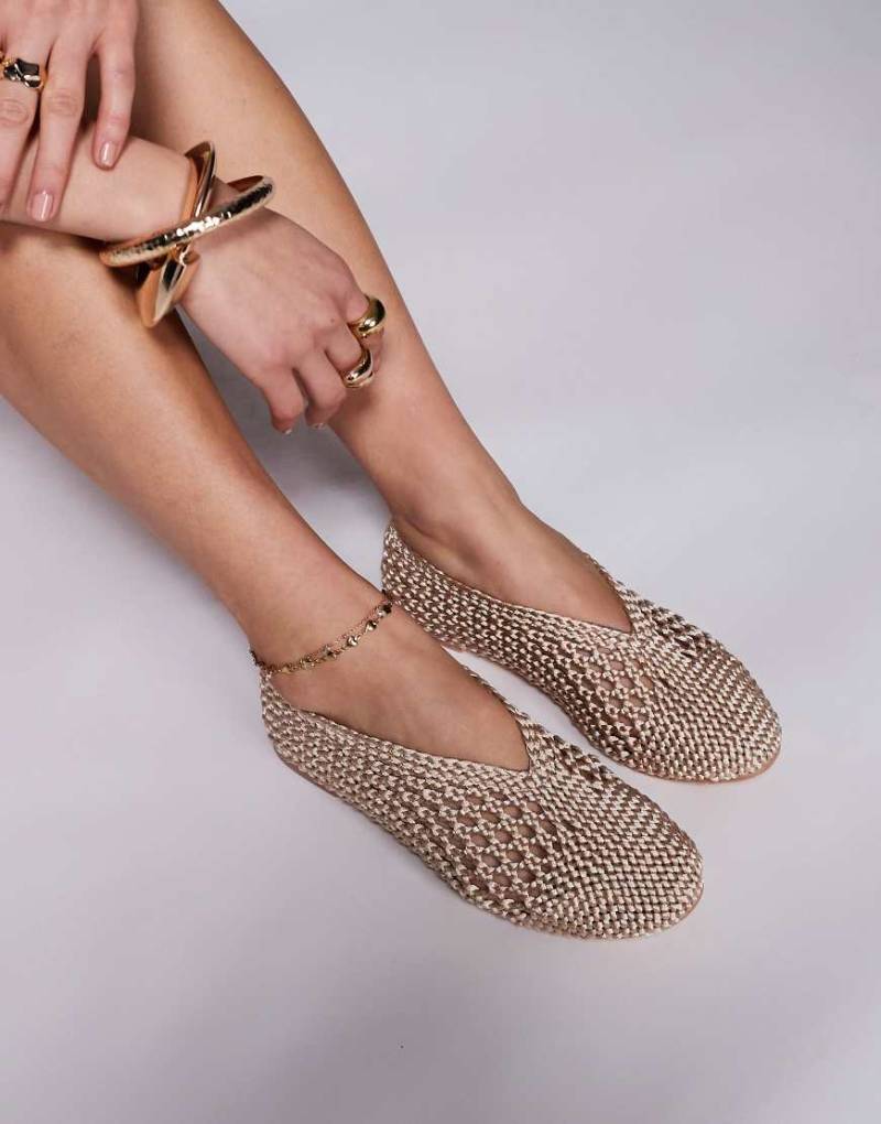 Public Desire - Dylan - Gewebte Ballerinas in Cremeweiß von Public Desire