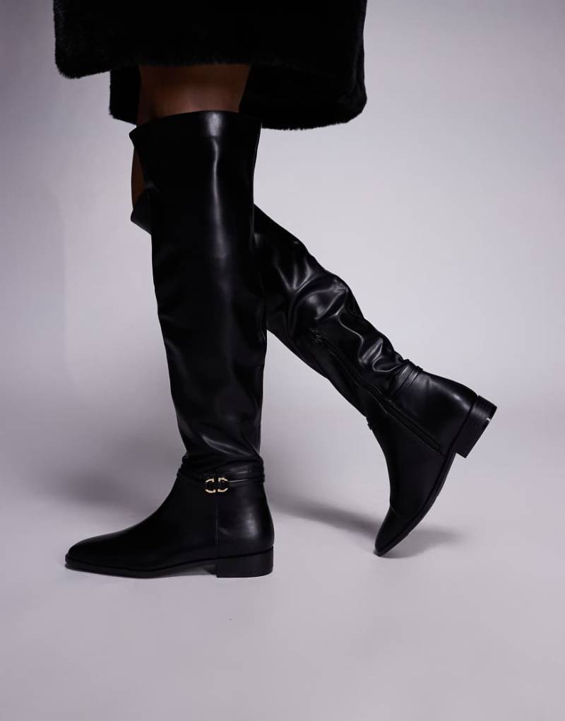 Public Desire - Eastburn - Overknee-Reitstiefel in Schwarz von Public Desire