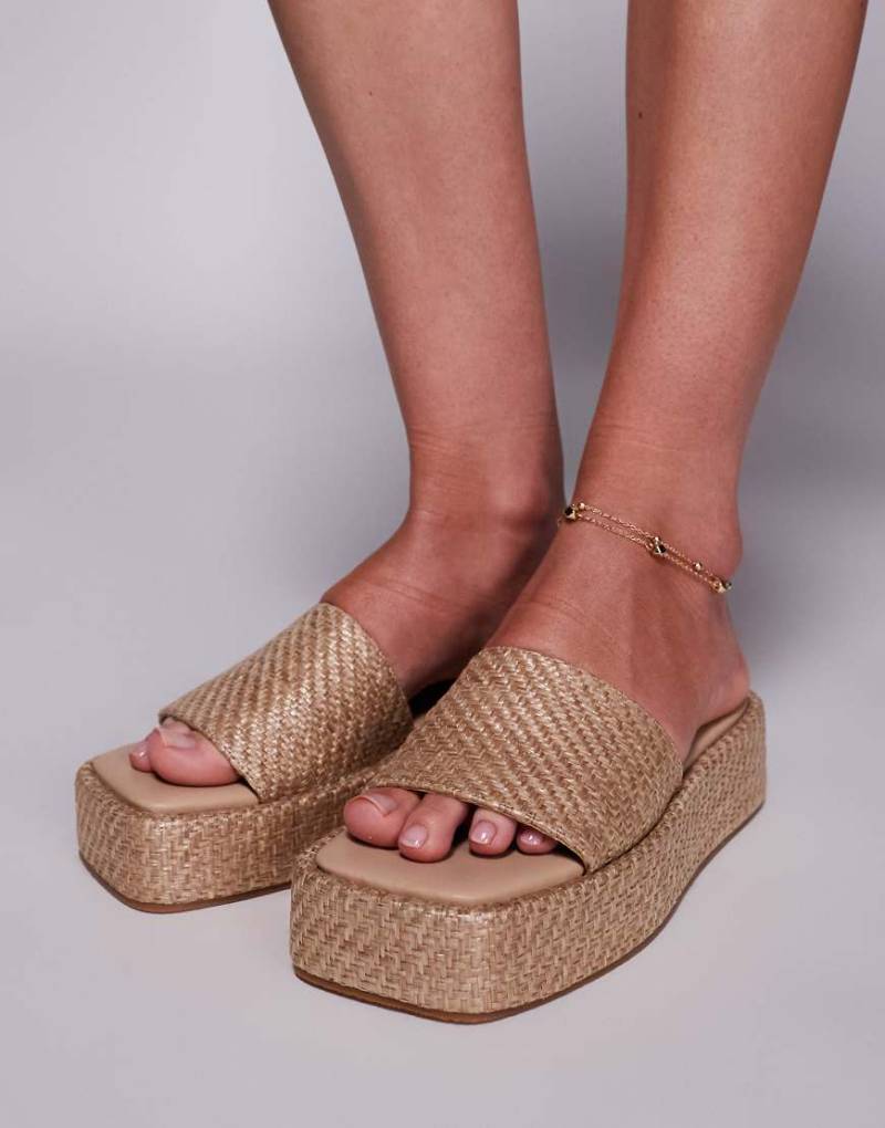 Public Desire - Eclipse - Flache Sandalen zum Reinschlüpfen mit Raffia-Bast-Neutral von Public Desire