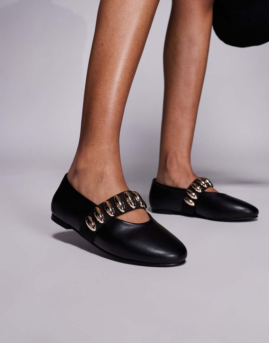 Public Desire - Harmonica - Ballerinas in Schwarz mit Metalldetail von Public Desire