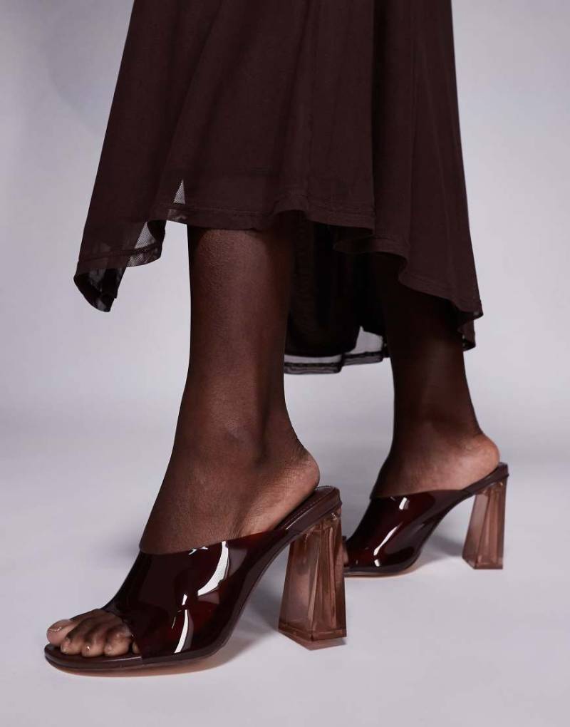 Public Desire - Kyoto - Transparente Mules in Braun mit Absatz von Public Desire