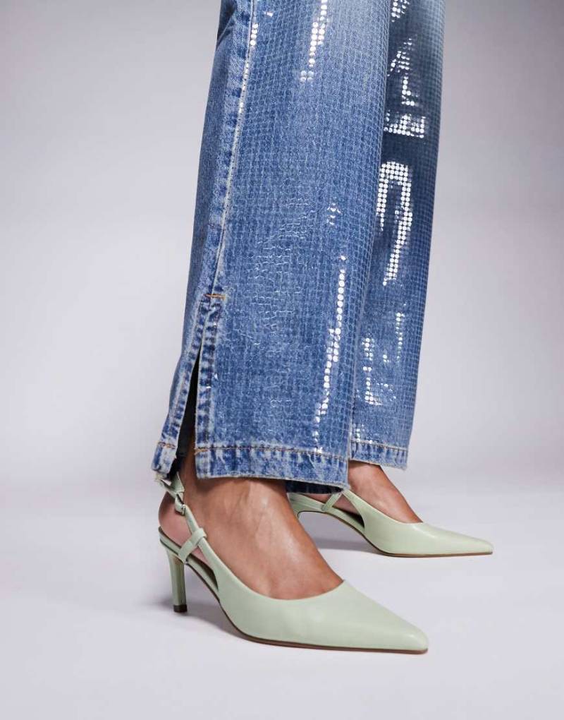 Public Desire - Salsa - Slingback-Schuhe in Grün mit Kitten Heels von Public Desire