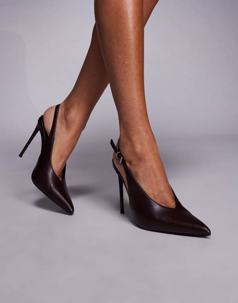 Public Desire - Tatti - Slingback-Schuhe in Burgunderrot mit Absatz von Public Desire