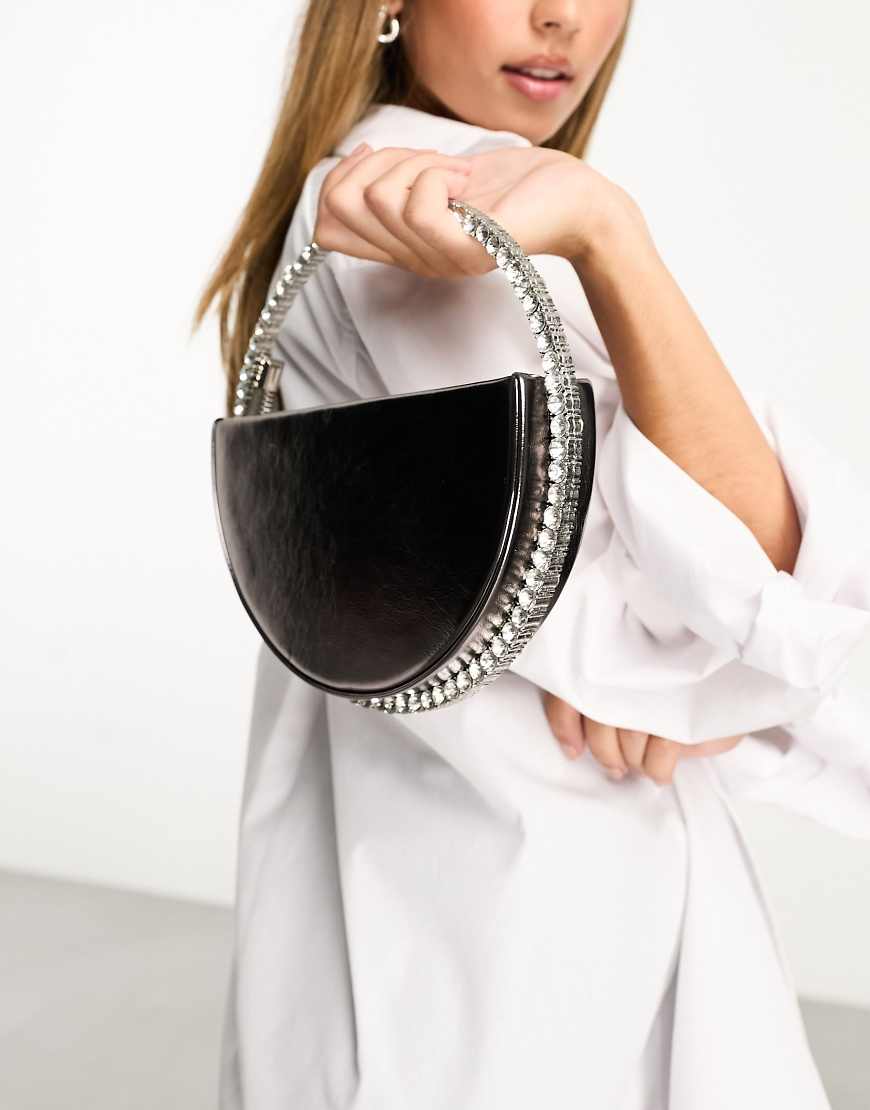 Public Desire - The Alessia - Clutch in Zinngrau mit Schmucksteinverzierung von Public Desire