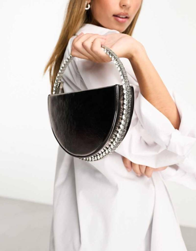 Public Desire - The Alessia - Clutch in Zinngrau mit Schmucksteinverzierung von Public Desire