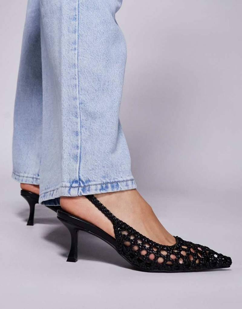 Public Desire - Thelma - Geflochtene Slingback-Schuhe in Schwarz mit Absatz von Public Desire