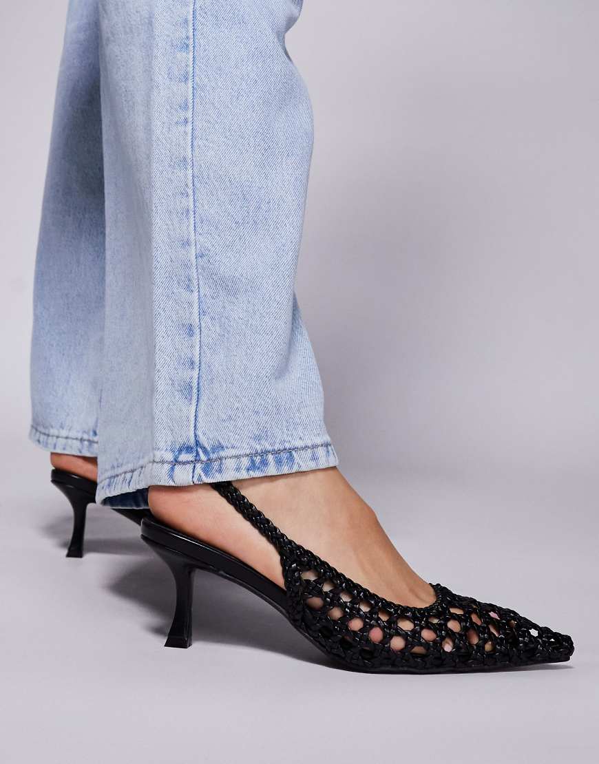 Public Desire - Thelma - Geflochtene Slingback-Schuhe in Schwarz mit Absatz Public Desire - Thelma - Geflochtene Slingback-Schuhe in Schwarz mit Absatz von Public Desire