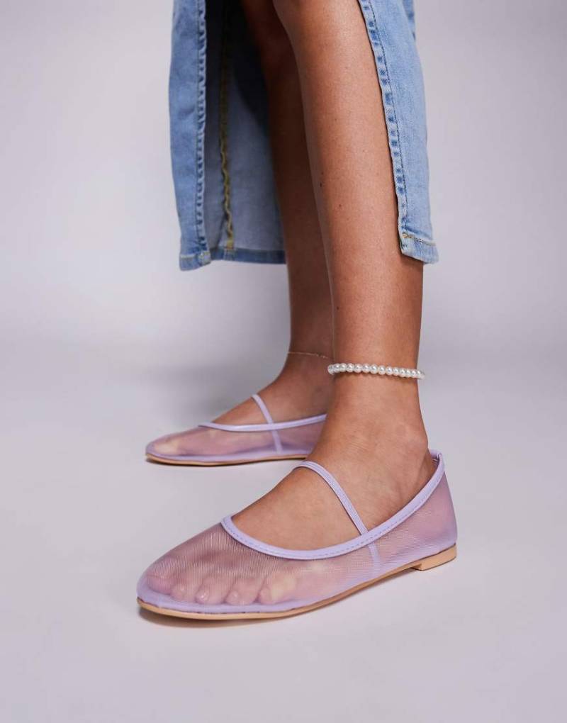 Public Desire - Twiggie - Ballerinas aus Netzstoff in Flieder-Gelb von Public Desire
