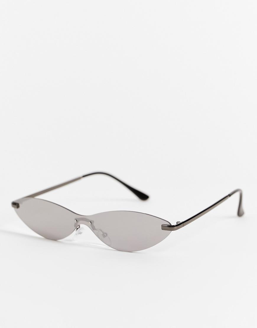 Public Desire - Y2k - Cat-Eye-Sonnenbrille in Metallic-Silber von Public Desire