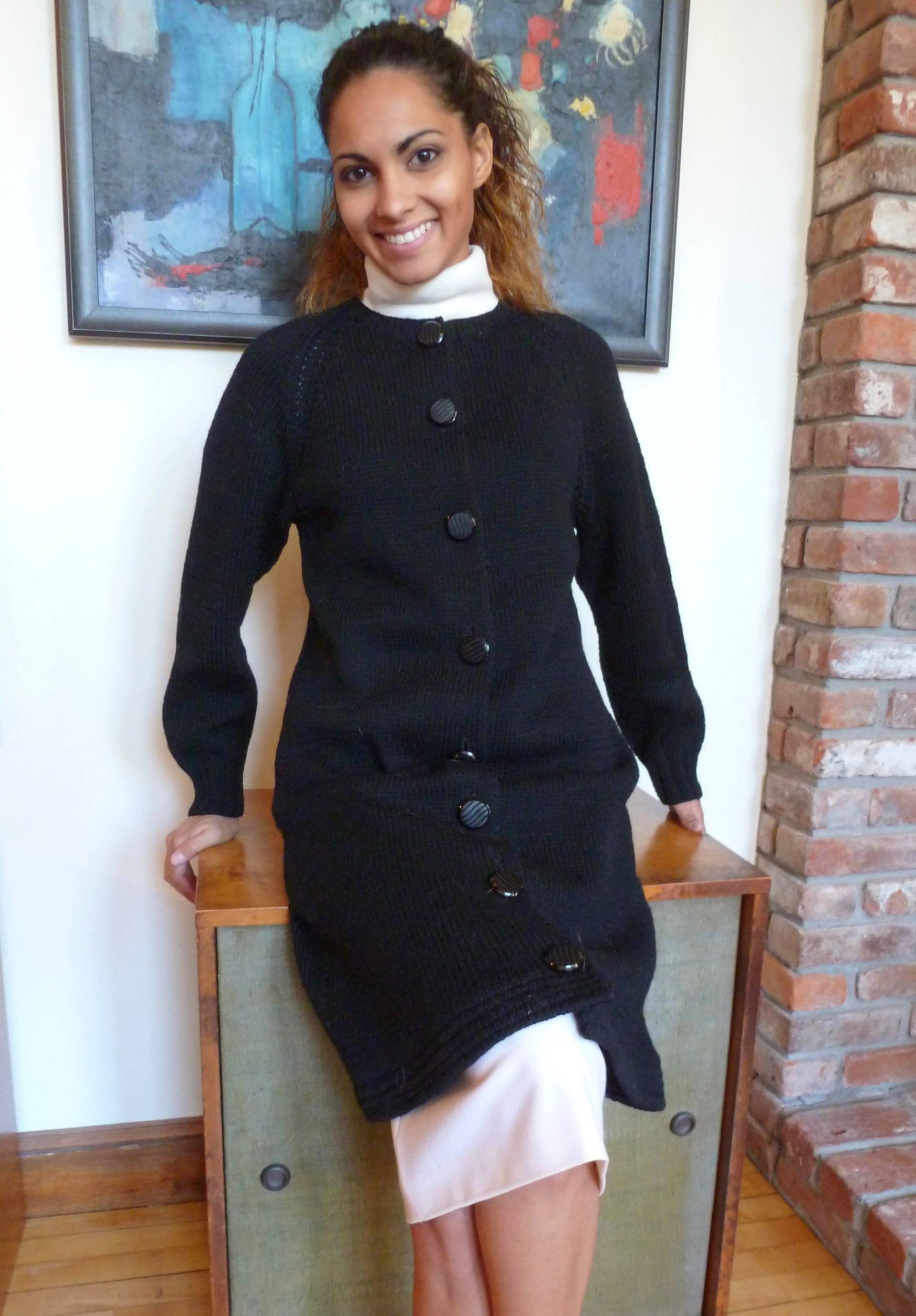 Handgestrickter Cardigan Pullover Kleid Mantel Schwarz Wolle 1950Er Jahre Vintage Knöpfe Knielang Coole Mint Grobstrick Handgestrickter Cardigan Pullover Kleid Mantel Schwarz Wolle 1950Er Jahre Vintage Knöpfe Knielang Coole Mint Grobstrick von PublicCoutureLtd