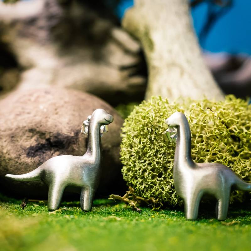 Baumelnde Brontosaurus Ohrringe Aus Massivem Sterling Silber Oder Bronze von PuccoonRaccoon