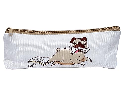 Puckator Mopps Mops Federmäppchen – Schulausrüstung – Federmäppchen – Große Kapazität Preppy Pencil Case – Reißverschlusstasche – Büroutensilien – Federmäppchen niedlich – Federmäppchen – von Puckator