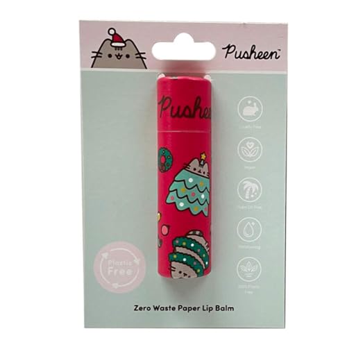 Puckator Christmas Pusheen the Cat Paper Stick Lip Balm - Lip Care Stick Balms Chapstick Holiday Essentials For Women Family - Lipbalm Moisturizer Peeling Cream - Pretty Cute Lip Blam Bam von Puckator