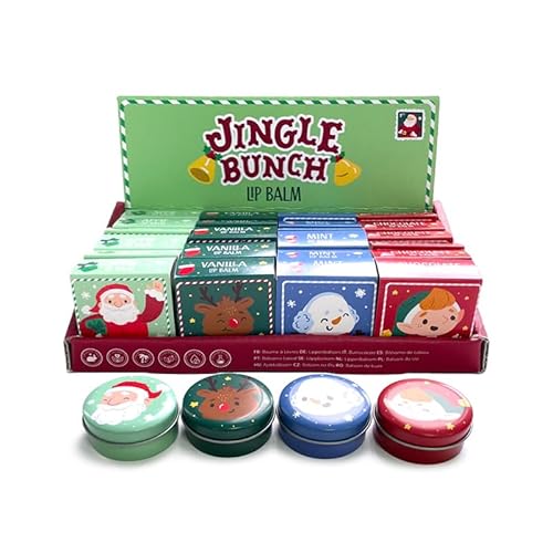 Puckator Jingle Bunch Christmas Lip Balm in a Tin - Lip Care Stick Balms Chapstick Holiday Essentials For Women Family - Lipbalm Moisturizer Peeling Cream - Pretty Cute Lip Blam Bam von Puckator
