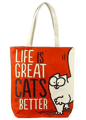 Puckator Simon's Cat Einkaufstasche LIFE IS GREAT CATS ARE BETTER SHOPPER Rot one size von Puckator