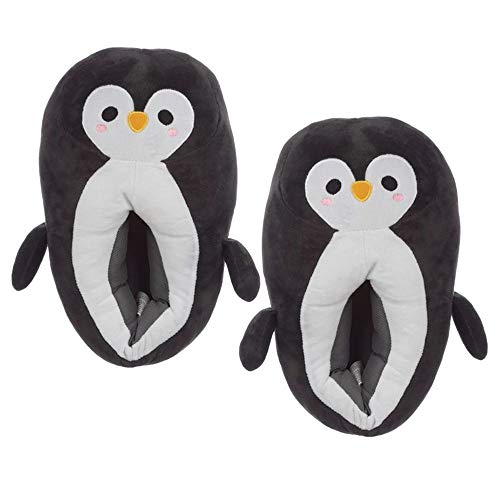 Puckator Unisex Slip35 Hausschuhe aus Plüsch-Pinguine, grau, Einheitsgröße von Puckator