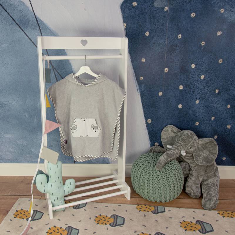 Puckdaddy Bade Poncho Foxi 57x84 cm Baby Kapuzenhandtuch in Grau von PuckdaddyShop