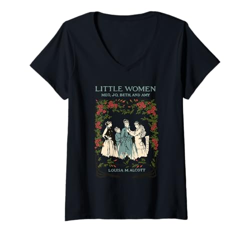 Damen Alcott Little Women Charaktere Literaturbuch Illustration T-Shirt mit V-Ausschnitt von Puddin Threads