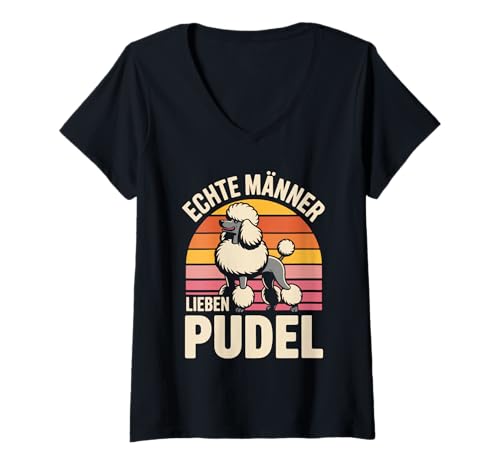 Damen Echte Männer Lieben Pudel Statement T-Shirt mit V-Ausschnitt Damen Echte Männer Lieben Pudel Statement T-Shirt mit V-Ausschnitt von Pudel Fans Männer Humor Echte Männer