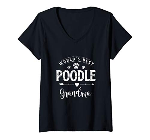 Damen Weltbeste Pudel Oma Pudel T-Shirt mit V-Ausschnitt Damen Weltbeste Pudel Oma Pudel T-Shirt mit V-Ausschnitt von Pudel T-Shirts & Geschenkidee