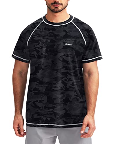 Pudolla Herren Badeshirts Rashguard UPF 50+ UV Sonnenschutz T-Shirt, Schwarz Camouflage, XXX-Large von Pudolla