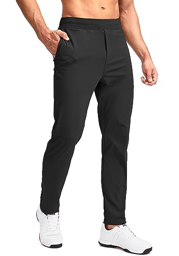 Pudolla Herren-Golfhose, Stretch-Jogginghose mit Reißverschlusstaschen, schmale Passform, Arbeit, Freizeit, Jogginghose für Herren, schwarz, Mittel von Pudolla