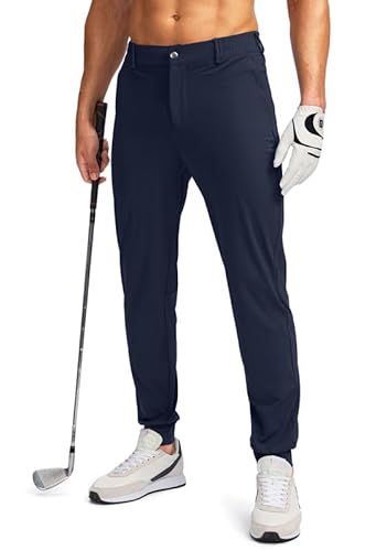 Pudolla Herren-Golfhose mit Reißverschlusstaschen, Stretch, schmale Passform, leicht, lässig, Golfhose für Herren, B-navy, Mittel von Pudolla