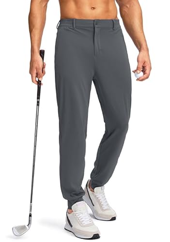 Pudolla Herren-Golfhose mit Reißverschlusstaschen, Stretch, schmale Passform, leicht, lässig, Golfhose für Herren, Farbe: Grau, Groß von Pudolla