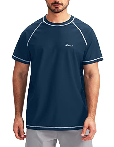Pudolla Herren Schwimmshirts Rashguard Shirts für Herren UPF 50+ Sonnenschutz T-Shirts Schnell Trocknen Strand Surf Wasser Shirt, Dunkelblau, 4XL von Pudolla