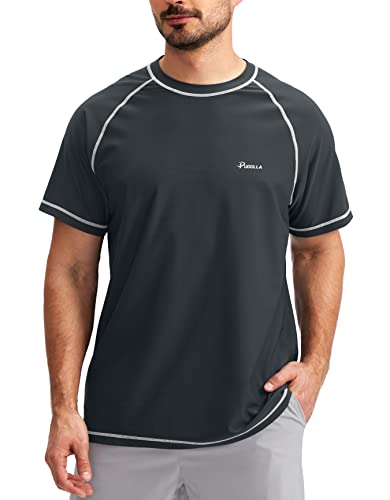 Pudolla Herren Schwimmshirts Rashguard Shirts für Herren UPF 50+ Sonnenschutz T-Shirts Schnell Trocknen Strand Surf Wasser Shirt, GRAU, 4XL von Pudolla