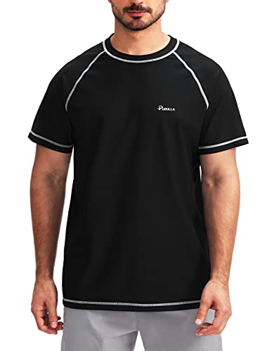 Pudolla Herren Schwimmshirts Rashguard Shirts für Herren UPF 50+ Sonnenschutz T-Shirts Schnell Trocknen Strand Surf Wasser Shirt, Schwarz, 3XL von Pudolla