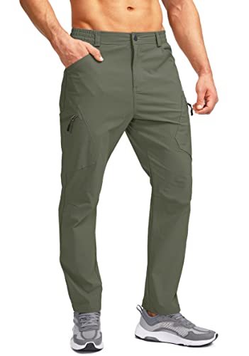 Pudolla Herren Wanderhose Wasserdicht Reise Cargohose mit 7 Taschen Stretch für Golf Angeln Klettern, Schiefergrün, Klein von Pudolla