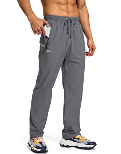 Pudolla Herren Workout Athletic Pants Elastische Taille Joggen Laufhose für Herren mit Reißverschlusstaschen, dunkelgrau, X-Groß von Pudolla