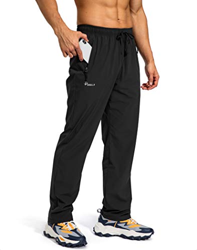 Pudolla Herren Workout Athletic Pants Elastische Taille Joggen Laufhose für Herren mit Reißverschlusstaschen, schwarz, X-Groß von Pudolla